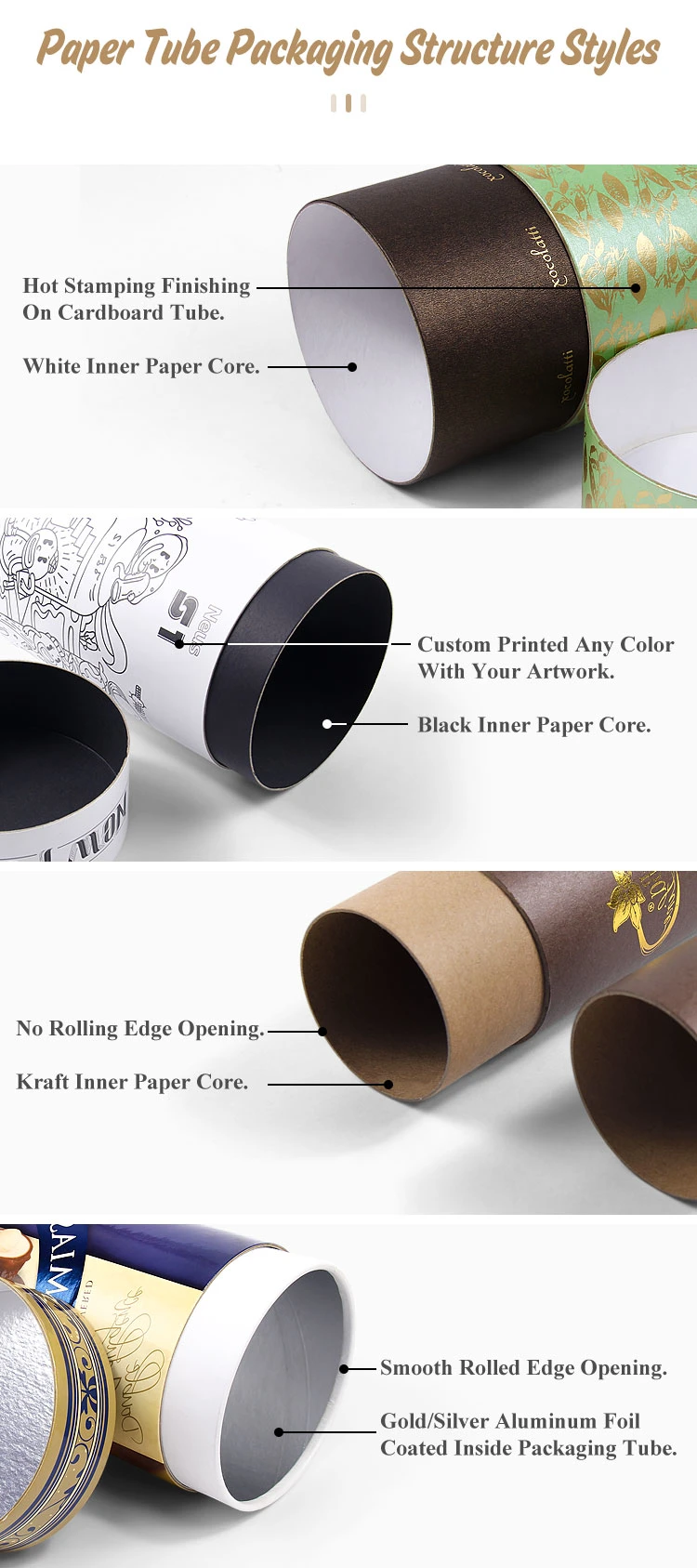 Eco-Friendly Color Printing Packaging Box Lid and Base Chocolate Tea Storage Paper Tube