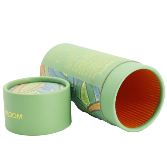 Papel kraft reciclado ecológico pequenas caixas de papelão redondas elegante tubo de papel de vela com tampa tubo de embalagem chá café pacote de comida